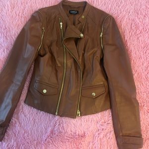 Genuine Leather Jacket Brown Cognac
